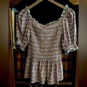 Max Studio smocked peasant top NWT Size M